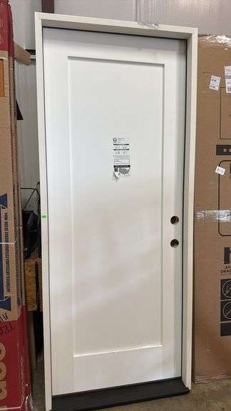 Steves & Sons
Legacy 32 in. x 80 in. 1 Panel Shaker LHIS Unfinished White Fiberglass Prehung Front Door w/4-9/16 Jamb