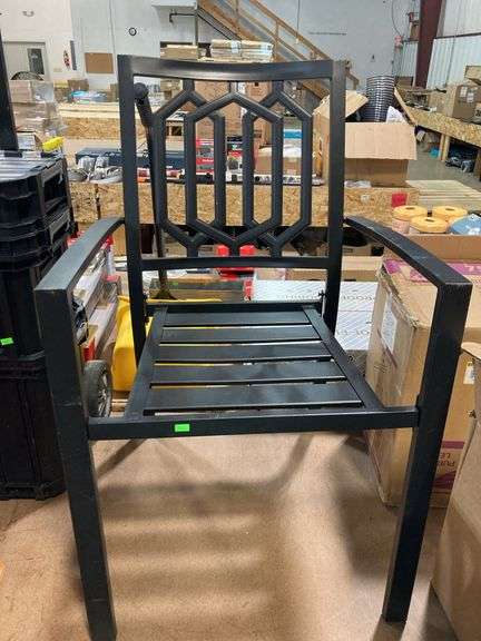 Patio Chair Stackable Black Metal Frame-some scuffs