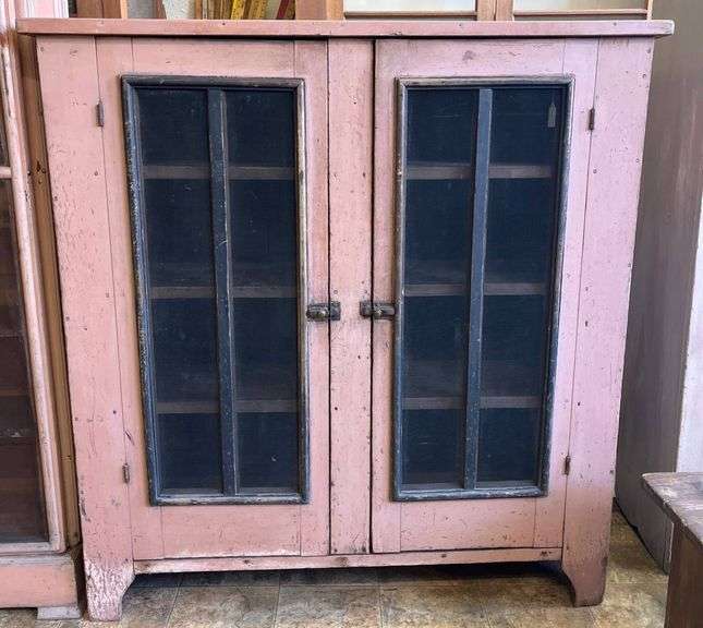 Two-Door Cabinet With Painted Finish and Mesh-Front Panels
