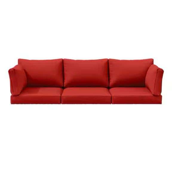 25.6 in. x 23.6 in. x 4 in. (8-Piece) Deep Seating Outdoor Lounge Chair Sofa Cushion with Lumber Pillow Cushion Red