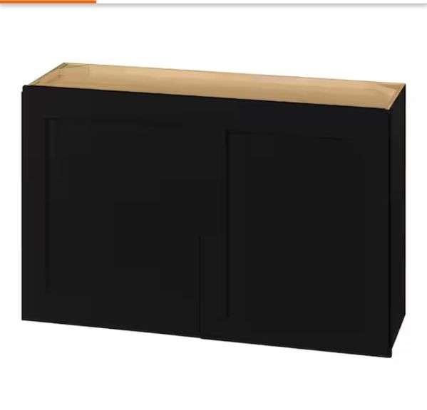 Hampton Bay
Avondale 36 in. W x 12 in. D x 24 in. H Ready to Assemble Plywood Shaker Wall Bridge Kitchen Cabinet in Raven Black