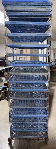 Metal Rack with 15 Shelves and 22 Plastic Trays - Metzger Property ...