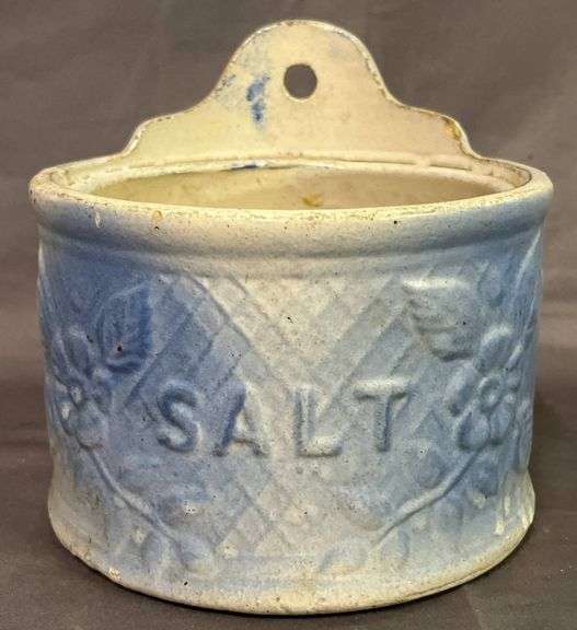 Blue and White Wall-Mount Salt Box