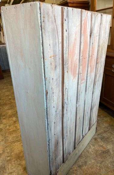 Two-Door Pie Safe with Metal Panels and Single Drawer 37x12x58″