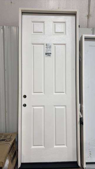 Primed fiberglass pre hung right hand in swing door 34”x96”