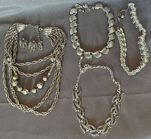 Silver-Tone Necklaces and Clip-On Earrings