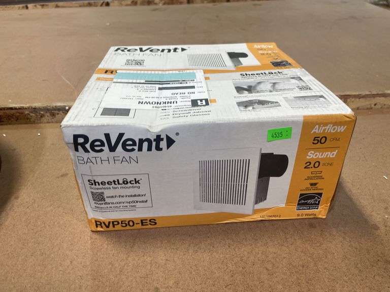 ReVent
50 CFM Quick Install Professional Ceiling and Wall Mount Easy Roomside Bathroom/Bath Exhaust Fan, ENERGY STAR