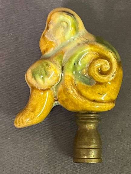 Majolica Decorative Finial With Brass Base 2 1/2”