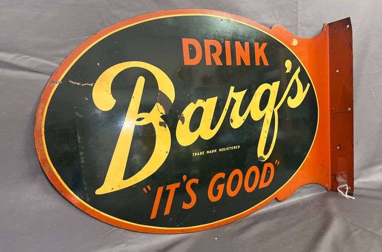 Double-Sided Drink Barq’s Root Beer “It’s Good” Advertising Sign, 22×14