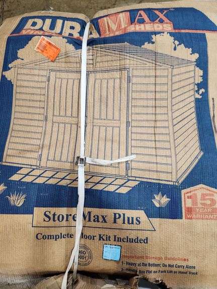 Storemax 10 ft. x 8 ft. Gray Vinyl Storage Plastic Shed 85 sq. ft. Has damaged piece