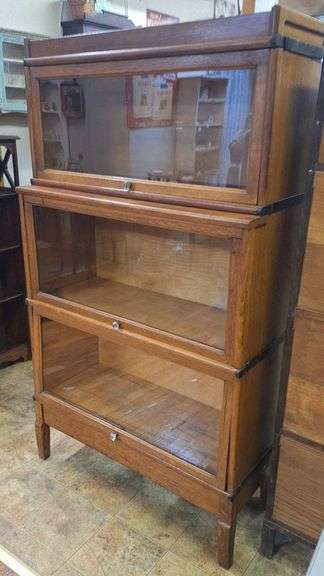 Macey 3 Stack Barrister Bookcase with Glass Fronts 14x34x16.25″