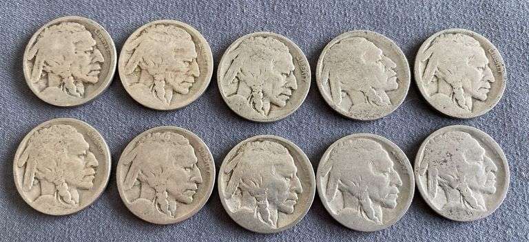 10- Buffalo Nickels, No Dates