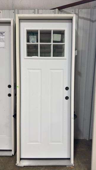 28”x30” primed steel pre hung door left hand in swing