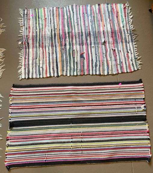 Sointula Rag Rugs Handwoven Multicolored Striped Rag Rugs, 36”L & 40”L - Metzger Property ...