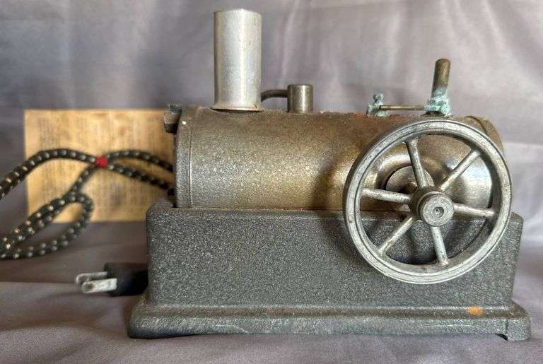 1940s Metal Model Steam Engine with Electric Cord