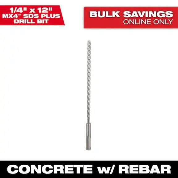 Milwaukee
1/4 in. x 12 in. 4-Cutter SDS-PLUS Carbide Drill Bit