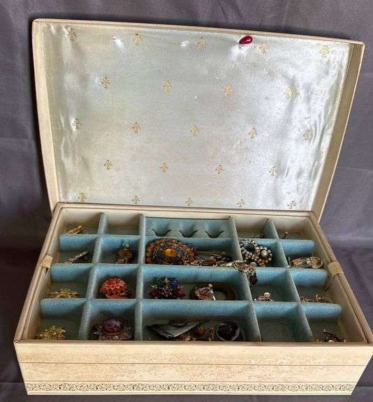 Decorated Jewelry Box with Costume Jewelry