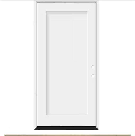 Steves & Sons
Legacy 32 in. x 80 in. 1 Panel Shaker LHIS Unfinished White Fiberglass Prehung Front Door w/4-9/16 Jamb