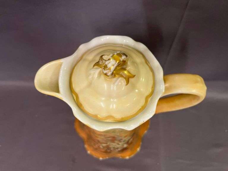 Porcelain Chocolate Pot by N&C France with Floral Design