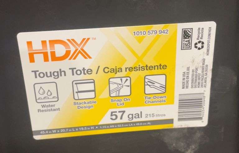HDX 57Gal Tote with Lid