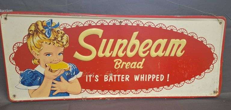 Embossed Tin Advertising Sign for Sunbeam Bread