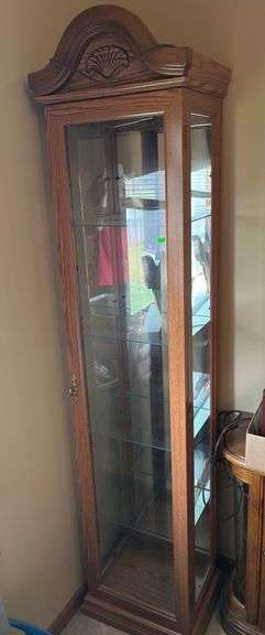 Illuminated Display Cabinet with Glass Door and Four Shelves