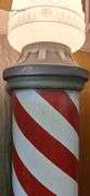 Enamel Wall-Mounted Barber Pole with Red and White Stripes 35in,  cast iron mount