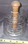 Glass Butter Press with Wood Handle and Star Motif