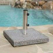 Emanuel 62.5 lbs. Granite and Stainless Steel Outdoor Patio Umbrella Base in Natural Grey