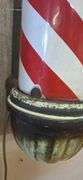Enamel Wall-Mounted Barber Pole with Red and White Stripes 35in,  cast iron mount