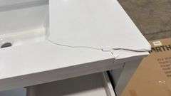 36” vanity in white with damaged top