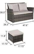 6 pieces Grey Conversation Wicker Patio Furniture Set comes in 2 boxes