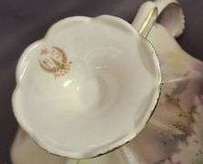 Porcelain Teapot and Red Star RS Prussia Sugar with Floral Motif and Gilded Accents