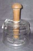 Glass Butter Press with Wood Handle and Star Motif