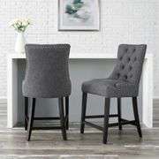 StyleWell
Bakerford Charcoal Gray Upholstered Counter Stool with Tufted Back (Set of 2)