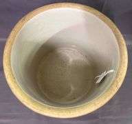 Stoneware Crock with Blue Floral Motif, 7 1/2×7 1/2 Inches