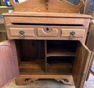 Washstand with Drawer, Cabinet, and Towel Rail, 33x18x38