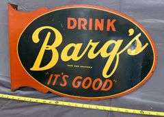 Double-Sided Drink Barq’s Root Beer “It’s Good” Advertising Sign, 22×14