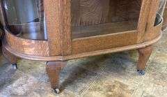 Display Cabinet with Curved Glass Panels and Shelves, 38x14x58