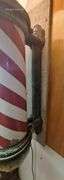 Enamel Wall-Mounted Barber Pole with Red and White Stripes 35in,  cast iron mount