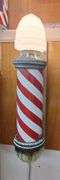 Enamel Wall-Mounted Barber Pole with Red and White Stripes 35in,  cast iron mount