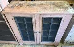 Two-Door Cabinet With Painted Finish and Mesh-Front Panels