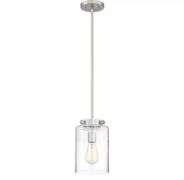 Hampton Bay
Mullins 6.75 in. 1-Light Brushed Nickel Mini Pendant with Clear Glass Shade
