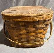 Lidded Basket With Hinged Top and Dual Handles