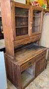 Two-Piece Stepback Hutch with Glass Doors and Multiple Drawers 43x23x71.5″