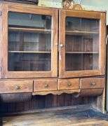 Two-Piece Stepback Hutch with Glass Doors and Multiple Drawers 43x23x71.5″