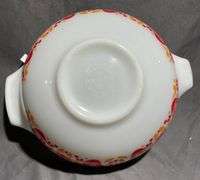 Pyrex 443 Mixing Bowl with Red and Orange Floral Bird Design 2.5 Quart