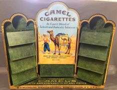 Metal Camel Cigarette Display with Shelves, 20 1/4 x 18 1/2 x 4