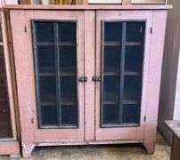 Two-Door Cabinet With Painted Finish and Mesh-Front Panels
