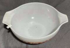Pyrex 443 Mixing Bowl with Red and Orange Floral Bird Design 2.5 Quart